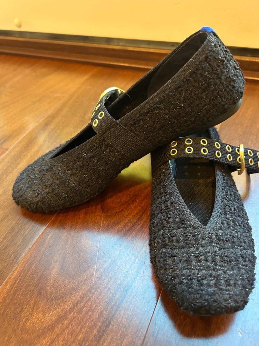 Rothy's The Max Buckle Mary Jane size 8.5 black boucle
